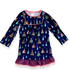 Sleepimini Christmas Holiday Tree Ruffle Fleece Nightgown Pajamas Girls 2T